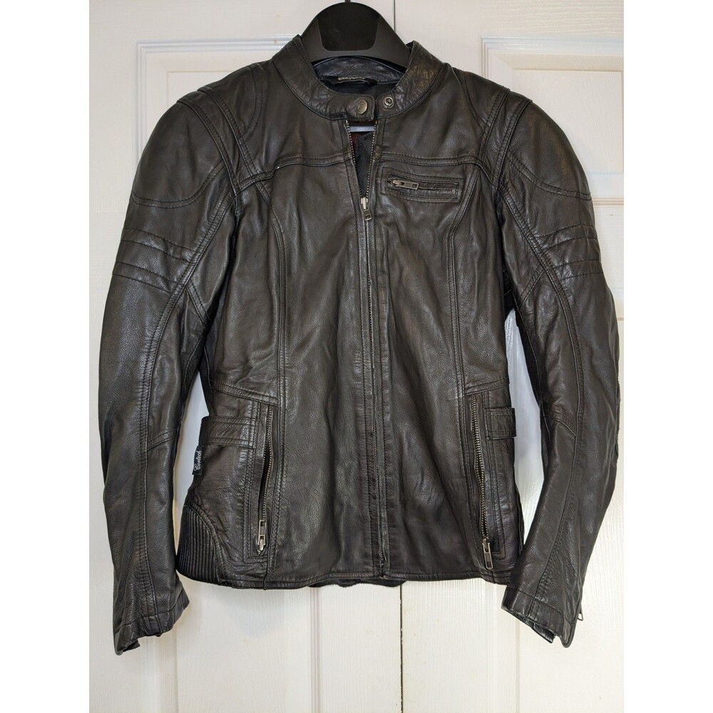 Cortech Bella Womens M Black Leather Motorcycle Biker Jacket CE Armor Moto Racer